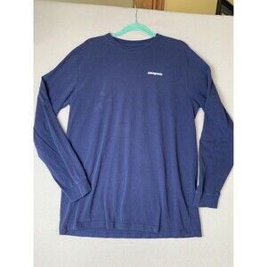 Patagonia Responsibili Tee Mens Large Blue Shirt Long Sleeve Crew Neck READ